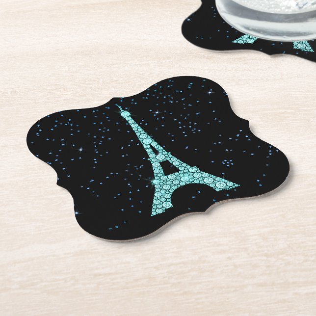 Dessous-de-verre En Papier Tour Eiffel Aqua Bling (Créateur téléchargé)