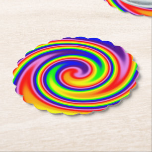 Dessous-de-verre En Papier Tourbillon arc-en-ciel de couleurs vives et audaci
