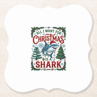Dessous-de-verre En Papier Tous Veulent Des Arbres De Noël Requins De Noël