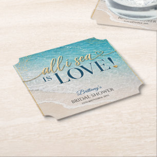 Dessous-de-verre En Papier Toute la mer n'est qu'amour Beach Bridal Shower 
