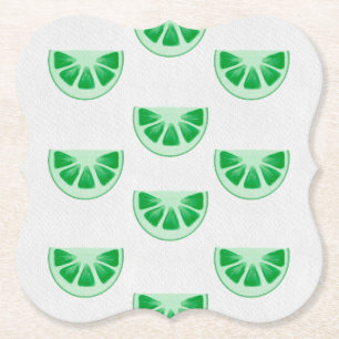 Dessous-de-verre En Papier Tranches de citron vert frais minimaliste sur toil