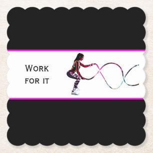 Dessous-de-verre En Papier Travail pour elle - Battle Ropes Fitness noir et b