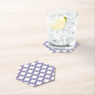 Dessous-de-verre En Papier Trellis blanc et violet, treillis, Quatrefoil