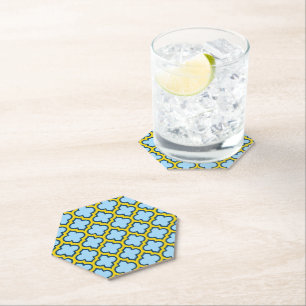Dessous-de-verre En Papier Trellis bleu et jaune, treillis, Quatrefoil