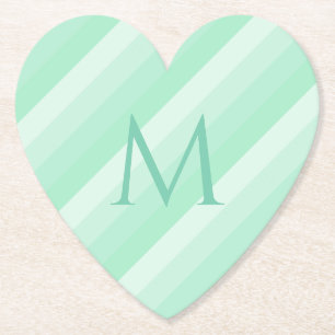 Dessous-de-verre En Papier Trendy Mint Green Stripes Moderne Monogram Modèle