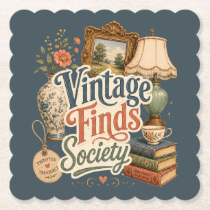 Dessous-de-verre En Papier Trésors de Cottagecore Vintage Bleu 