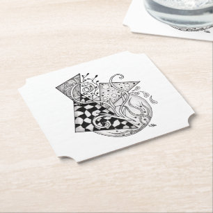 Dessous-de-verre En Papier Triangles floraux, dessin enchevêtré -