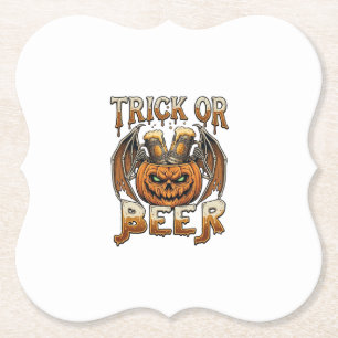 Dessous-de-verre En Papier Trick Or Beer Mug Halloween Citrouille Squelette A