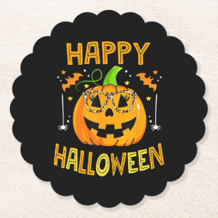 Dessous-de-verre En Papier Trick Ou Traiter Halloween Drôle Citrouille Happy
