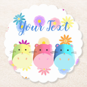 Dessous-de-verre En Papier Triple Cute Kawaii Hamsters Personnalisé