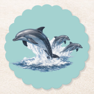 Dessous-de-verre En Papier Trois dauphins sautant, conception de chapeau de v