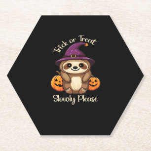 Dessous-de-verre En Papier Trop Lazy pour faire peur mignon Halloween Sloth C