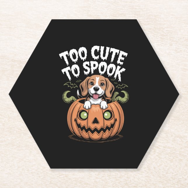 Dessous-de-verre En Papier Trop mignon pour parler chien d'Halloween (Devant)
