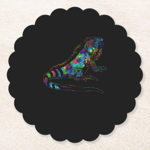 Dessous-de-verre En Papier Tropique Reptile Zoo Keeper Idée cadeau Iguana Pre