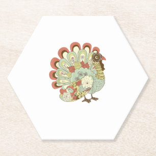 Dessous-de-verre En Papier Turquie Thanksgiving rétro - Floral Vintage