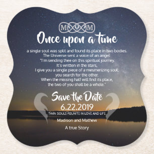 Dessous-de-verre En Papier Twin Flame Enregistrer les dates Dessous de verre