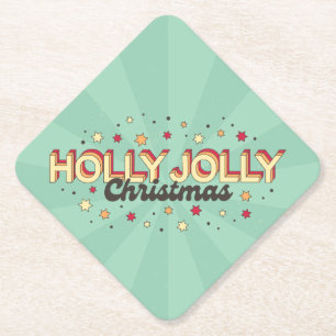 Dessous-de-verre En Papier typographie 3d vintage, texte saint jolly xmas