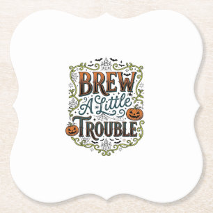 Dessous-de-verre En Papier Typographie de sorcière d'Halloween Brasse Un Peu
