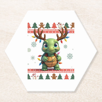 Dessous-de-verre En Papier Ugly Xmas Sweater Style Lighting Turtle Christmas 