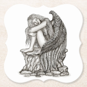 Dessous-de-verre En Papier Un ange endormi sur la pierre