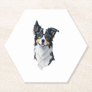 Dessous-de-verre En Papier Un chien mignon Bordure Collie