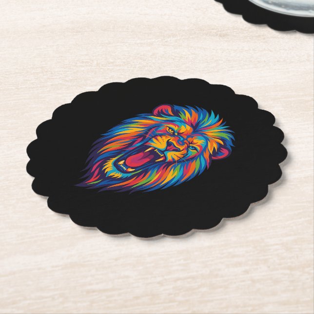 DESSOUS-DE-VERRE EN PAPIER UN LION PEINT (Incliné)