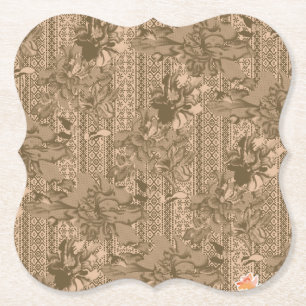 Dessous-de-verre En Papier Un motif floral vintage avec un dessin brun comple