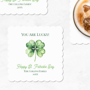 Dessous-de-verre En Papier Un Shamrock vert simple Joyeux St. Patrick's Day