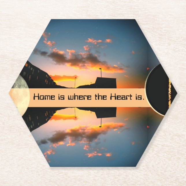 Dessous-de-verre En Papier Une rue couronnée d'étoiles et la lune inhabituell (Devant)