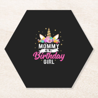 Dessous-de-verre En Papier Unicorn Birthday Shirt Mommy Of The Birthday Girl 