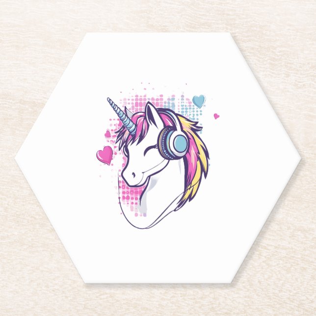 Dessous-de-verre En Papier Unicorn Gamer Girl (1) (Devant)