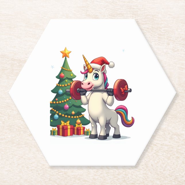 Dessous-de-verre En Papier Unicorn Lifting Christmas Weightlifting Deadlift G (Devant)