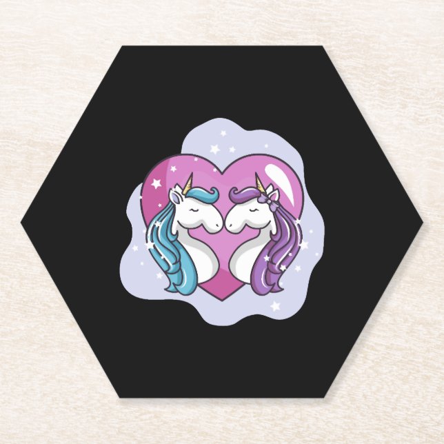 Dessous-de-verre En Papier Unicorne amour (Devant)