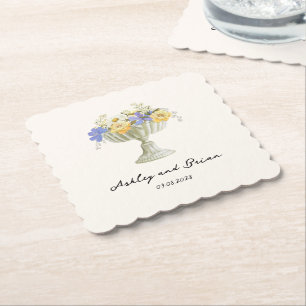 Dessous-de-verre En Papier Urne de jardin toscan romantique avec fleurs de ma