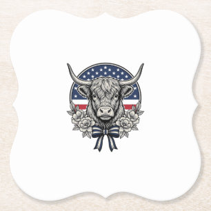 Dessous-de-verre En Papier Vache des Highlands patriotique gravure vintage Ar