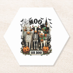 Dessous-de-verre En Papier Vache d'Halloween Moo ou Boo