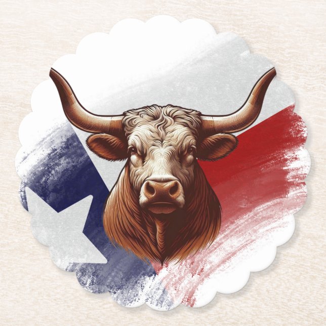 Dessous-de-verre En Papier Vache longhorne du Texas (Devant)