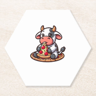 Dessous-de-verre En Papier Vache Manger Pizza Margherita Repas Footies _3