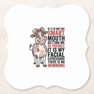Dessous-de-verre En Papier Vache mignonne insolente graphique vintage Smart M