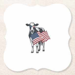 Dessous-de-verre En Papier Vache patriotique Drapeau américain Gravure vintag
