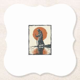 Dessous-de-verre En Papier Vecteur de réflexion de silhouette de marche au co