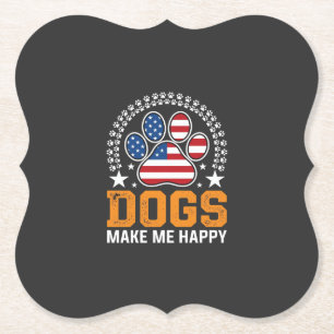 Dessous-de-verre En Papier Vecteur d'empreinte de patte de chien patriotique
