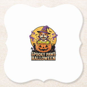 Dessous-de-verre En Papier Veillée de la citrouille du Bulldog d'Halloween