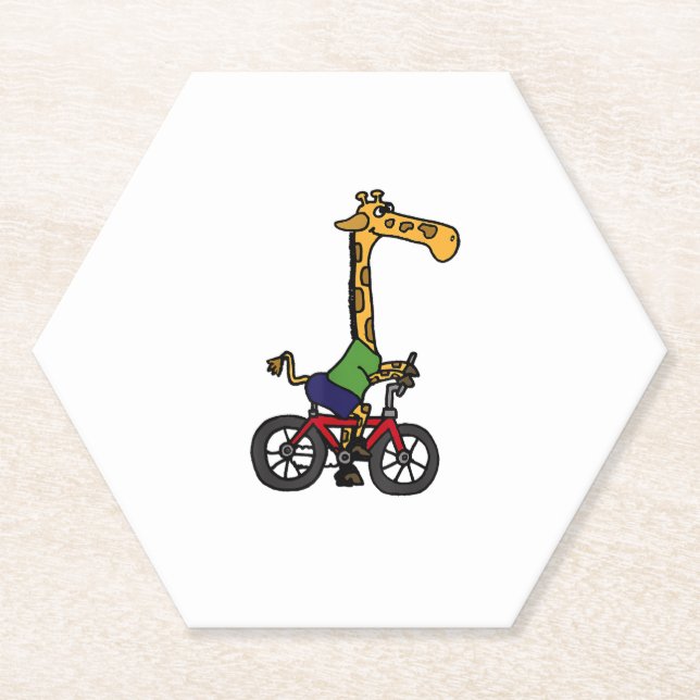 Dessous-de-verre En Papier Vélo cool Giraffe équitation (Devant)