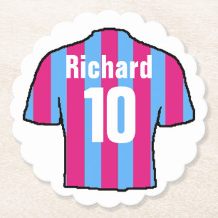 Dessous-de-verre En Papier Ventilateur de football Claret Bleu