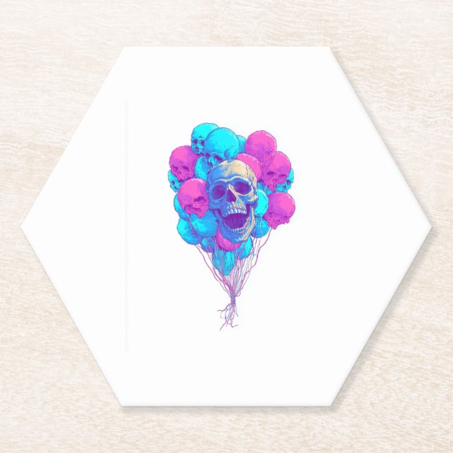 Dessous-de-verre En Papier Vers le haut et l'os � drôle crâne flottant (Devant)