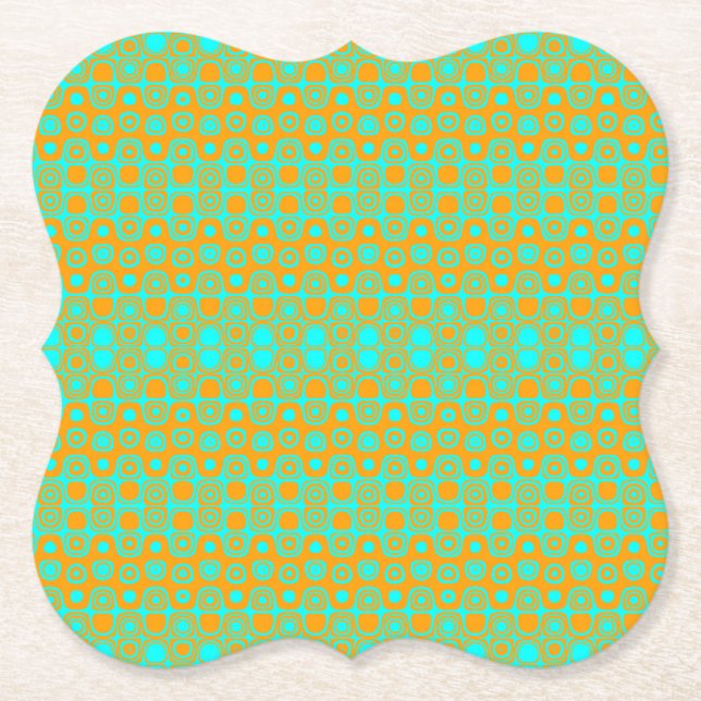 Dessous-de-verre En Papier Vert clair et Motif orange (Devant)