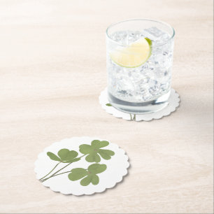 Dessous-de-verre En Papier Vert feuille de fermeture minimaliste