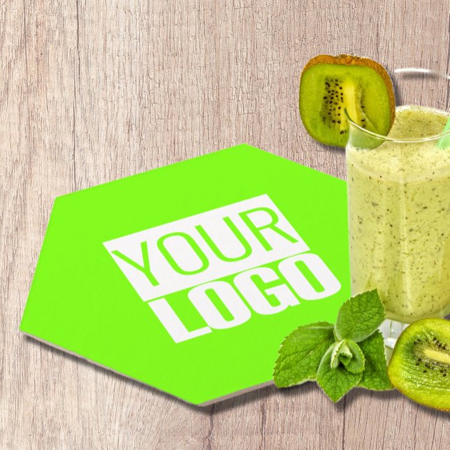 Dessous-de-verre En Papier vert fluorescent - ajoutez votre logo (Créateur téléchargé)
