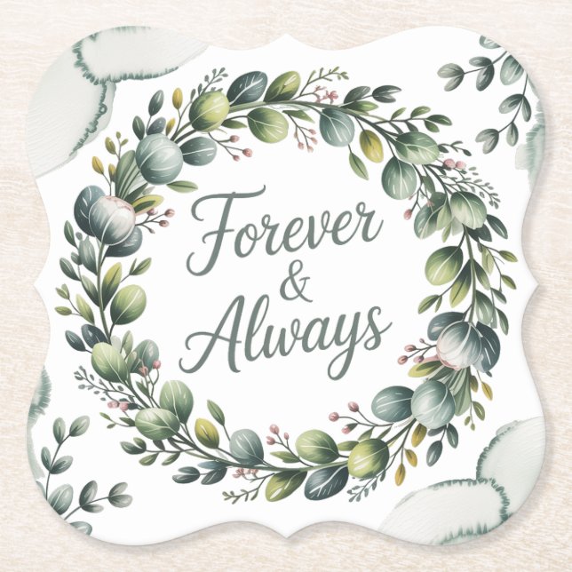 Dessous-de-verre En Papier Vert Menthe et Vert Sauge Eucalyptus (Devant)